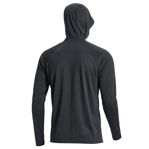 LOOGU Men's UPF 50+ Sun Protection Hoodie Shirt Long Sleeve Lightweight, Rash Guard SPF T-Shirts for Fishing Hiking Solid Black