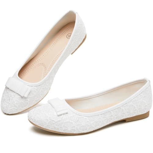 Shupua Women's White Ballet Flats Comfortable Slip On Dress Shoes for Women
