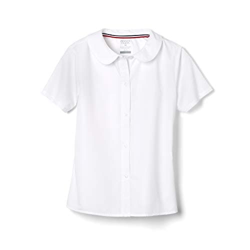 French Toast Peter Pan Collar Short Sleeve Blouse (Girls Standard & Plus Sizes), White, 8