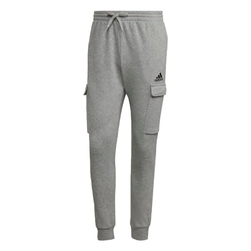 Adidas Mens Essentials Fleece Regular Tapered Cargo Pants Medium Grey Heather/Black XX-Large