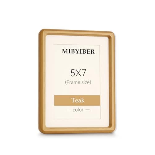 MIBYIBER 5x7 Picture Frame Wood Natural Solid Teak Photo Frames with 4x6 Mat, Handcrafted Wooden Frame for Tabletop or Wall Mounting Display