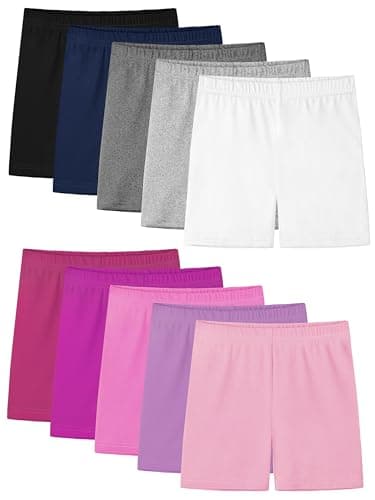 Ruisita 10 Pack Girls Bike Shorts Under Dress Dance Shorts Toddler Cartwheel Biker Shorts Kids Summer Clothes Multicolor