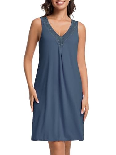 CONOMAX Womens Night Gowns Summer Lace Nightgown Sleeveless Night Dress