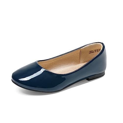 DREAM PAIRS Girls Dress Shoes Slip on Ballerina Flats for Wedding/Party,Size 12 Little Kid,Navy/Pat-1,MUY