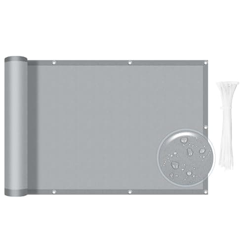 SUNLAX Waterproof Balcony Privacy Screen 3'x10' Grey Fence Cover