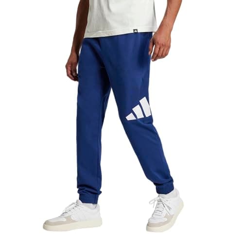 adidas Mens Essentials Big Logo Single Jersey Sportswear Pants, Dark Blue/White, Small