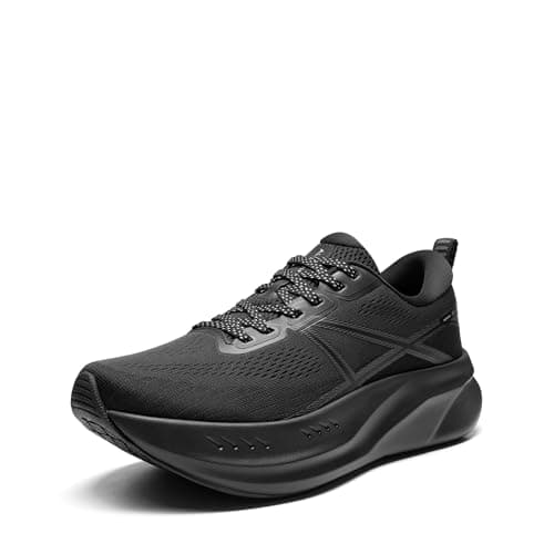 ALLSWIFIT Men's Road Running Shoes Cushion Tennis Shoes Non-Slip Comfortable Lightweight Gym Workout Athletic Arch Support Walking Sneakers Active5K,Size 8.5,All Black,AMUMRS2503
