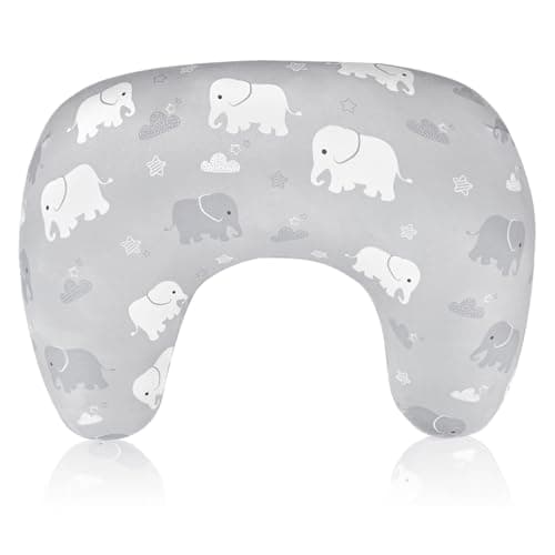 TANOFAR New Nursing Pillow Cover, Stretchy Minky Removable Nursing Cover for Breastfeeding Pillows, Ultra Soft Comfortable Slipcover for Baby Girl and Boy, Grey Elephant