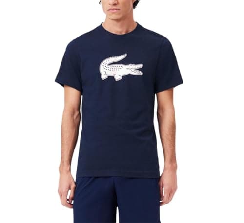Lacoste Men's Ultra Dry XXL Logo T-Shirt, Navy Blue/White, Medium