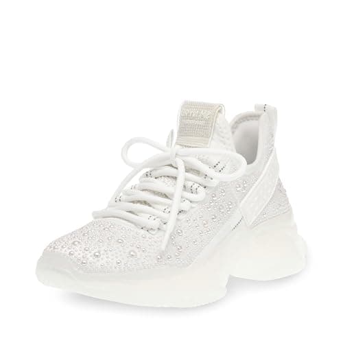 Steve Madden Women's Maxima Sneaker, White Pearl, 7.5