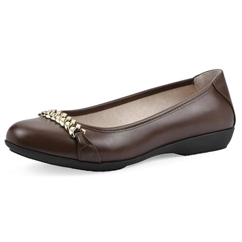 CLIFFS BY WHITE MOUNTAIN Women's Charmed Flat, Brown/Smooth, 6.5 W
