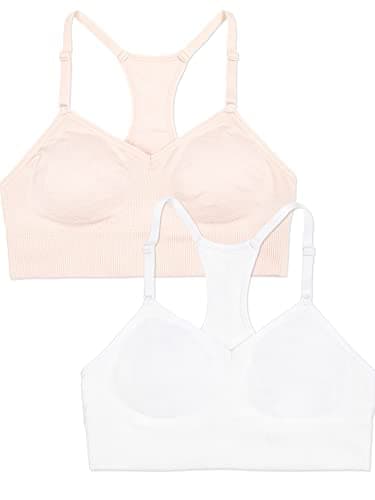 Fruit of the Loom Big Girls' Seamless Racerback Sports Bra 2 Pack Light Nude/White XS