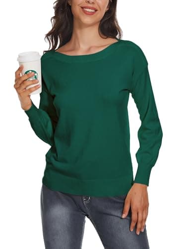Spicy Sandia Women's Boat Neck Sweaters Pullover Knit Tops Green 2XL