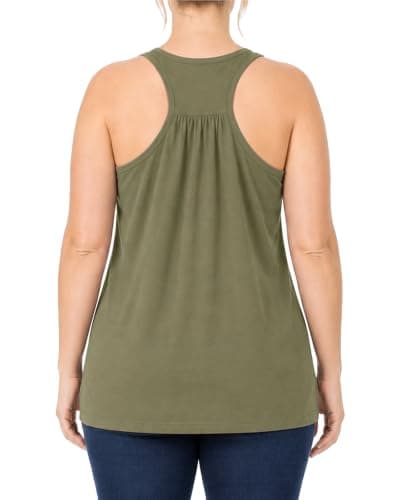 Plus Size Racerback Tank Tops for Women Flowy Triblend (M, Army Green)