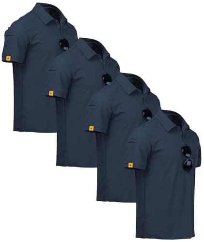 ZITY 4 Pack Mens Polo Shirt Short Sleeve Sports Golf Tennis T-Shirt Athletic Collared Tactical Shirts Navy