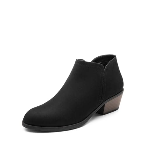 DREAM PAIRS Women's Ankle Boots Low Chunky Heel Comfortable Short Fall Booties Shoes,Size 8.5,Black-Suede,SDAB2433W