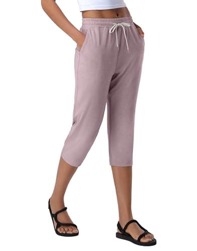 Pioneer Camp Capri Joggers Womens Ladies Capri Sweatpants Lightweight Workout Stretchy Drawstring Yoga Knit Lounge Summer Pants for Women 2024