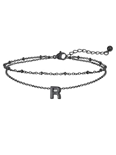 FaithHeart Black Anklets for Women, No Tarnish Stainless Steel Ankle Bracelets Waterproof Summer Beach Jewelry Gift for Women, Length 8.5"+2"