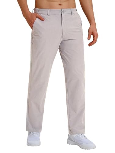 CNBQDD Dress Pants for Men Lightweight Golf Casual Slacks Quick Dry Work Dress Pants 4 Pockets, 30"/32"/34" Inseam(Khaki, 36Wx34L)