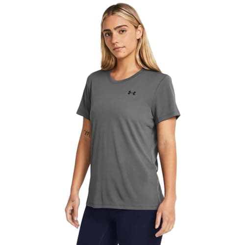 Under Armour Womens Tech Short Sleeve Crew, (025) Castlerock / / Black, X-Large