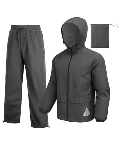 COOFANDY Mens Rain Gear Waterproof for Work Raincoats Pants Jackets with Hood Heavy Duty Rainwear