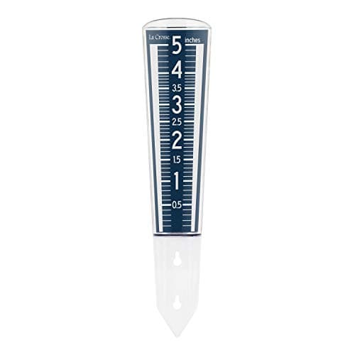 La Crosse 704-1531B-INT Large Magnifying Easy Read 5-Inch Capacity Acrylic Rain Gauge in Navy Blue