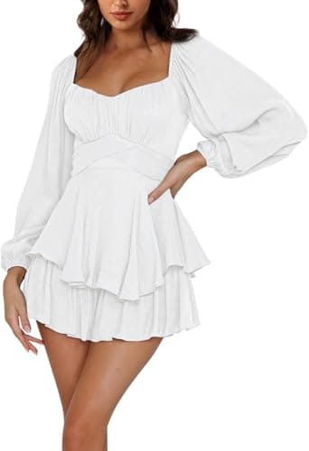 Mannice Rompers for Women Dressy Pirate Dress Lantern Long Sleeve Jumpsuit