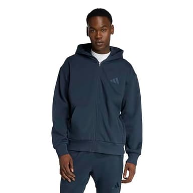 adidas Men's All SZN Fleece Full-Zip Hooded Track Top, Aurora Ink, Small