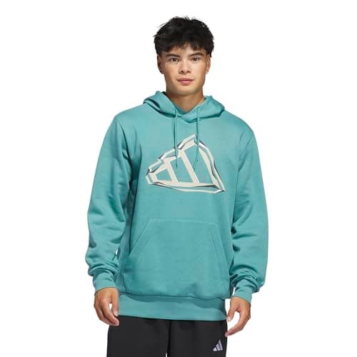 adidas Men's Big Logo Graphic Hoodie, Powder Teal/Grey, Small/Tall