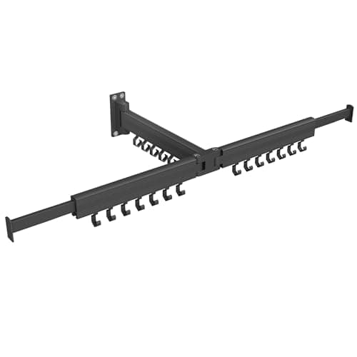 SONGMICS Clothes Drying Rack, Wall-Mounted Laundry Drying Rack, Extendable, Foldable Arms, with 21 Swivel Sliding Hooks, Space-Saving, for Laundry Room, Bathroom, Ink Black ULLR807B01