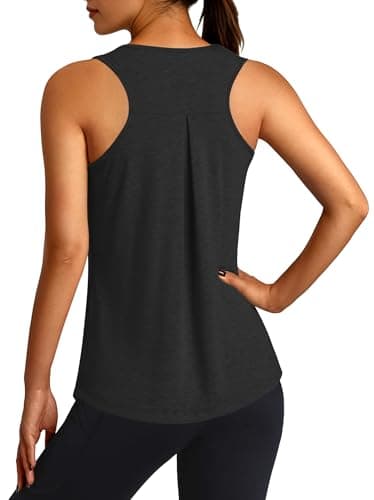 3rd hill Workout Tank Tops for Women Racerback Sleeveless Yoga Top Loose Fit Gym Shirt Running Athletic Tanks Black XL