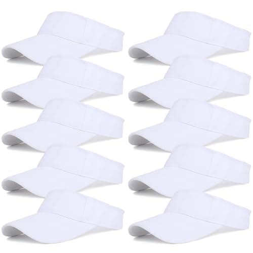 Unisex Sports Sun Visor Hats Open Top Bingo Visors for Tennis Golf Travel Summer Beach Pool (White, 10)