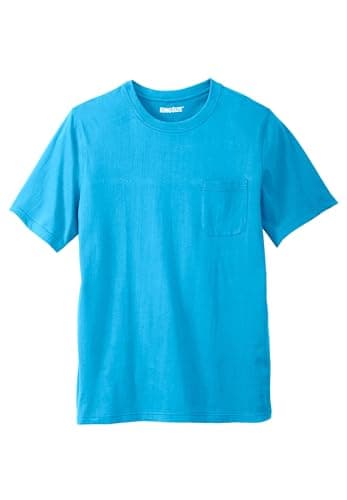 KingSize Shrink-Less Lightweight Pocket Crewneck T-Shirt Electric Turquoise