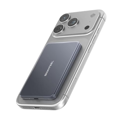 Mayfeel 0.3'' Ultra Slim Magnetic Portable Charger, 5,000mAh Wireless Power Bank with USB-C Cable, Fast Charging Compatible with MagSafe for iPhone 17/16/15/14/13/12