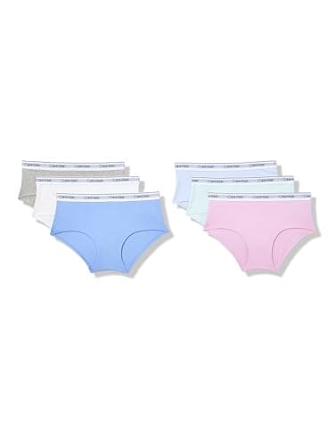 Calvin Klein Kids Girls' Soft Cotton Modal Hipster Underwear 6-Pack, Cool Tones Pack, Small