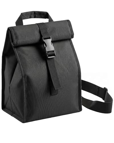 ZM-YOUTOO Insulated Foldable Lunch Bag With Ajustable Strap- Lightweight Portable Lunch Box for Men, Women, Office, Work, Picnic, Hiking and Beach (Black(Hard Fabric))