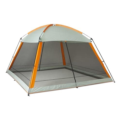 Amazon Basics Screened Canopy Tent, 12 x 12 ft with Zippered Enclosure, UPF50+ Sun Protection, Bug-Free Outdoor Shelter for Camping, Parties and Events, No Floor