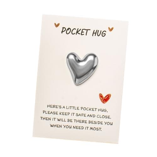 Habbiful Pocket Hug Heart with Greeting Cards, Valentines Day Gifts for Teens Coworker Boyfriend Girlfriend I love You Gifts for Him Her, Thinking of You Gift (H)