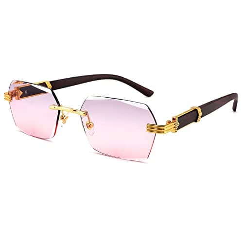 Hycredi Rimless Rectangle Sunglasses for Women Men, Retro Y2K Shades