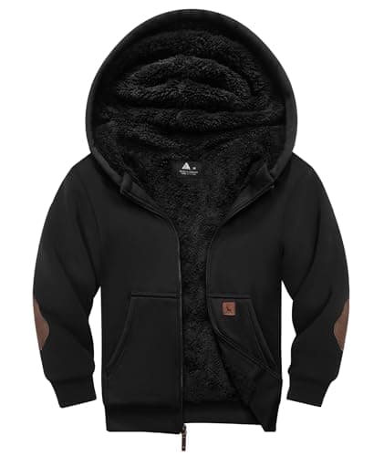 WENTTUO Boys Zip Up Hoodie Kid Fleece Jacket Youth Hooded Sweater Teen Sweatshrit Winter Coats for 6-15 Years