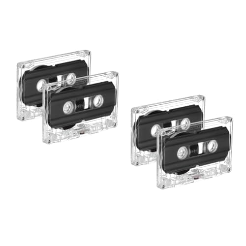 POPETPOP Blank Cassette Tapes 4-Pack 30 Minute Recording Time Clear Shell Audio Tape for Voice Recording Music Teaching Materials Retro Storage with