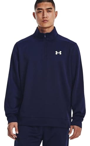 Under Armour Men's Armourfleece 1/4 Zip (US, Alpha, Small, Regular, Regular, Midnight Navy/White)