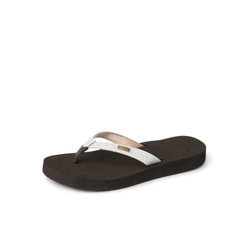 Reef Star Cushion Sassy Womens Flip Flop, Ultra Soft Cushion Footbed, Arch Support, Brown/White, 11
