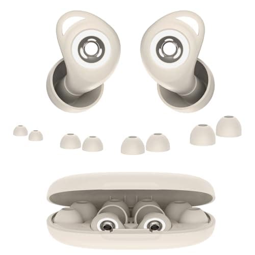 Ear Plugs for Sleeping,Noise Cancelling Silicone Earplugs,45 dB,Concert, Soft and Reusable,Hearing Protection with 8 Earpieces in 4 Sizes(XS/S/M/L),Carrying Bag,for Concert,Sleeping,White