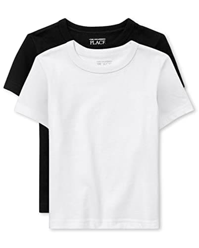 The Children's Place baby boys And Toddler Short Sleeve Basic Layering T-shirt Shirt, Black/White 2 Pack, 3T US
