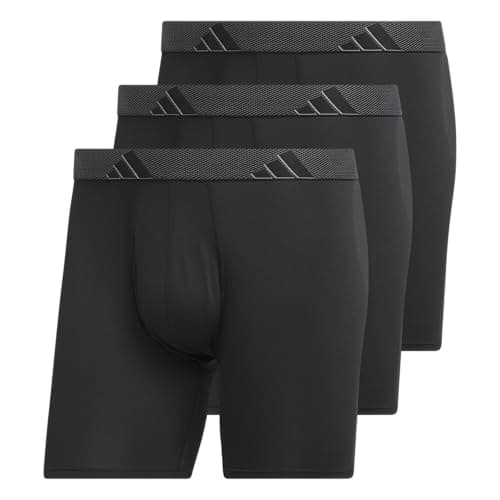 adidas Men's Microfiber Boxer Briefs (3-Pack) Performance Stretch Moisture-Wicking Underwear, Black/Onix Grey/Black, 3XL