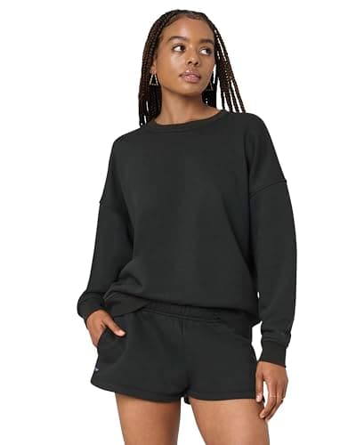 florence by mills Women's Cozy Crush Oversized Crewneck Sweatshirt, BlackX-Small