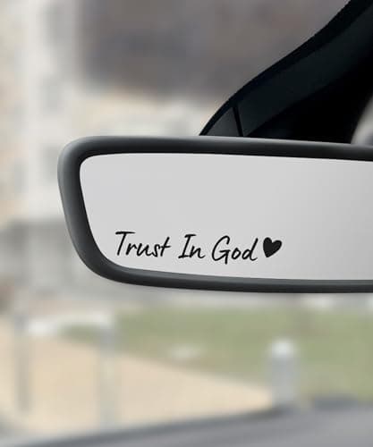 UNLRAE 4PCS Car Stickers,Car Decals,Car Accessories Vinyl Rearview Mirror Decal Decor,Auto Stickers and Decals,Self Affirmations Decal,Cute Auto Decals for Women (Black, Trust in God)
