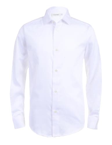 Calvin Klein Boy's Sateen Shirt (Little Kids) White 4 Little Kid