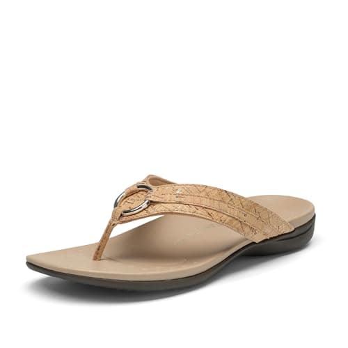 DREAM PAIRS Arch Support Flip Flops for Women Quick-Dry Comfortable EVA Footbed TPR Anti-Slip Sole Orthotic Dressy Thong Sandals for Beach Pool Summer All-Day Wear,Size 6,Gold-Cork,SDFF26003W